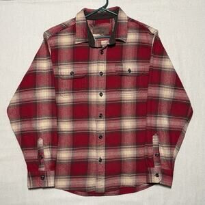 Men's Orvis Heavyweight Flannel Shirt Jacket Pockets L Plaid Multicolor Outdoor